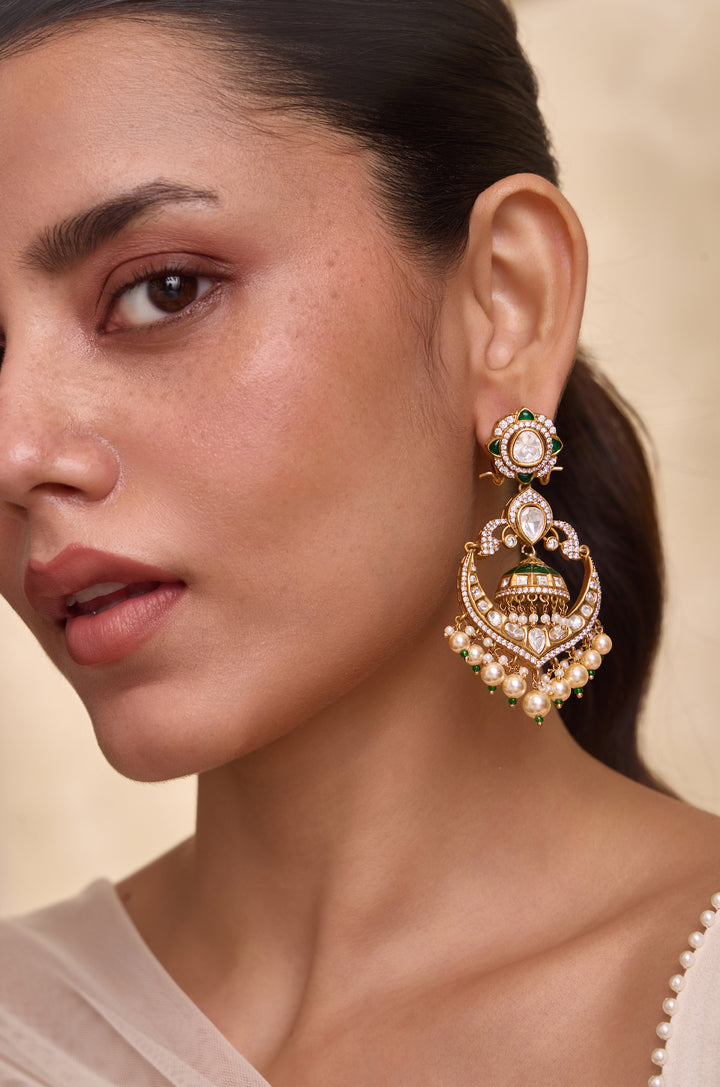 Iravya Green Polki Earrings