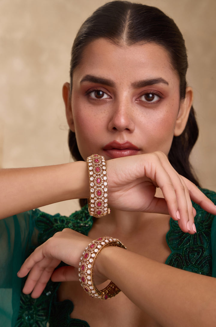 Satya Pink Polki Bangles - Set of 2