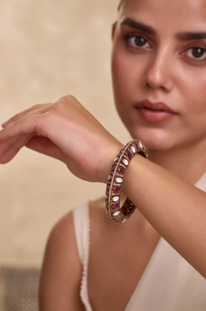 Manaswini Pink Polki Bangle