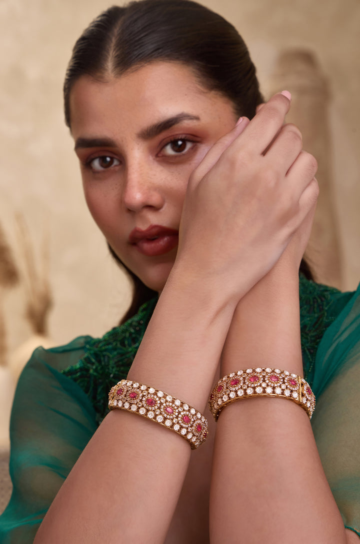 Satya Pink Polki Bangles - Set of 2