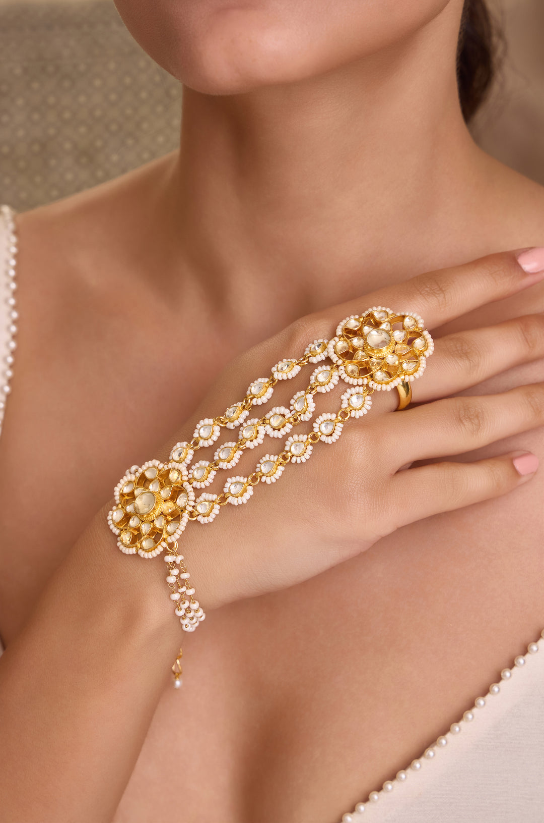 Iraja Floral Kundan Hatphool Bracelet