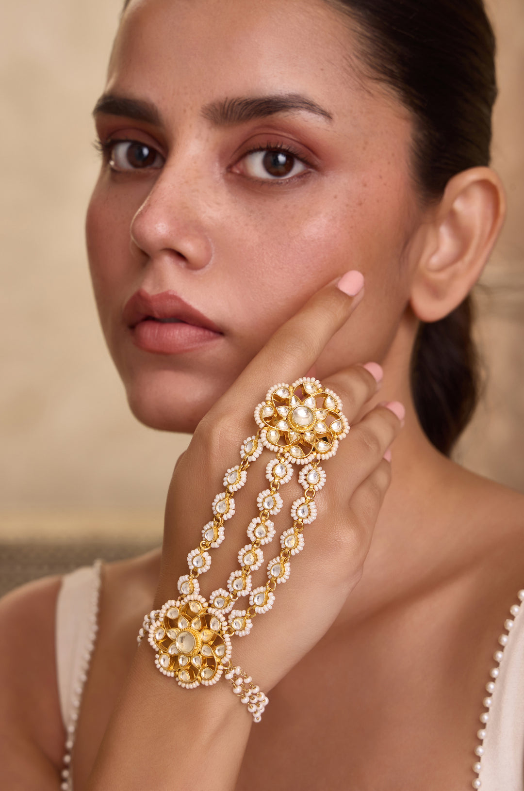 Iraja Floral Kundan Hatphool Bracelet