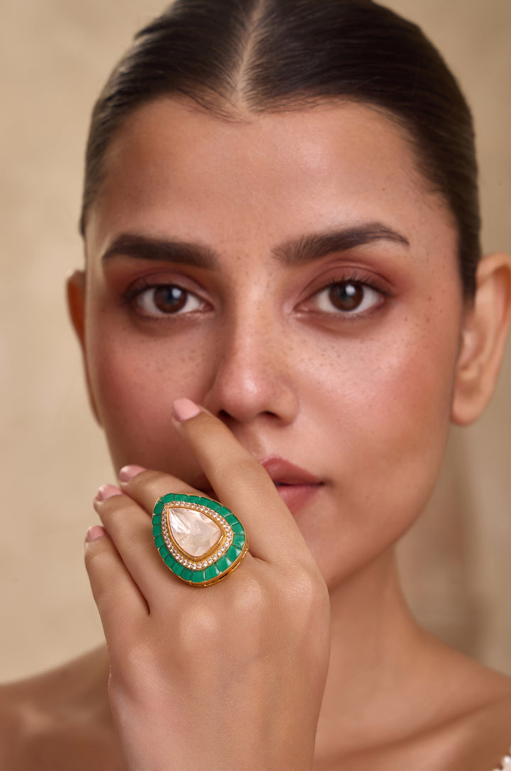 Mila Green Polki Ring