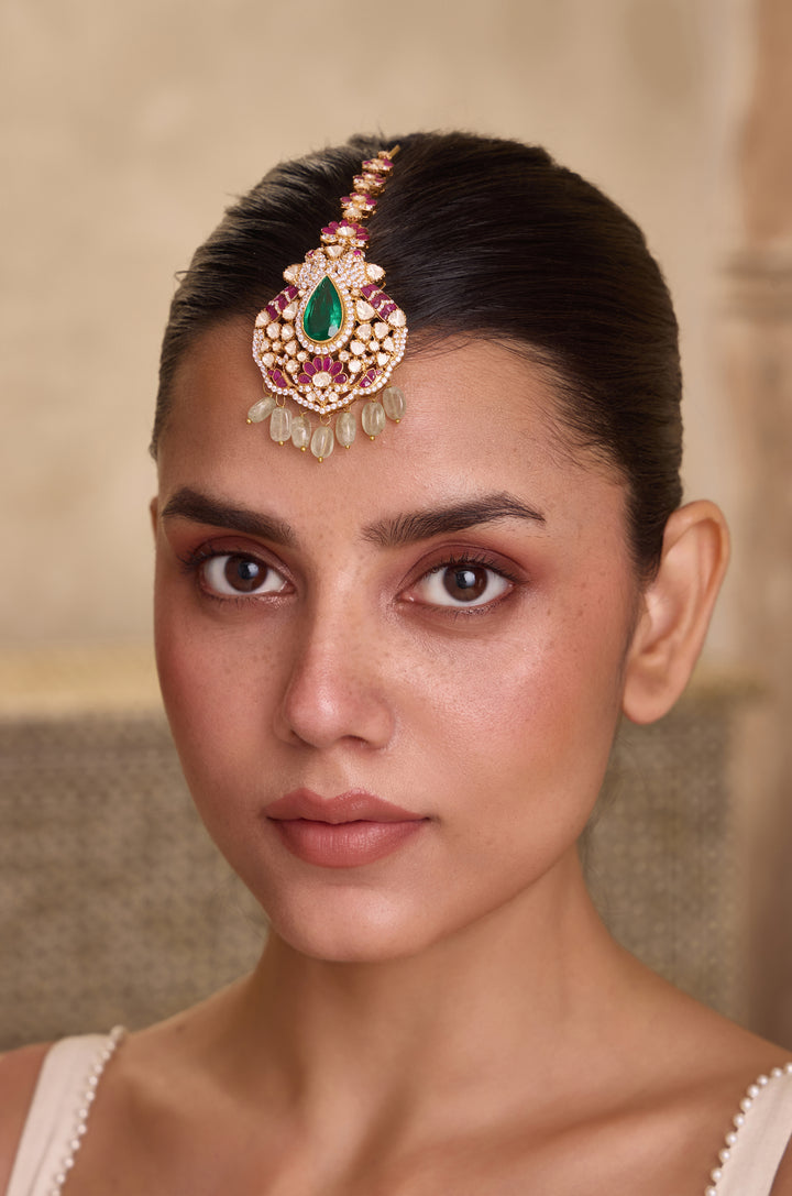 Vedika Polki Silver Maang Tikka