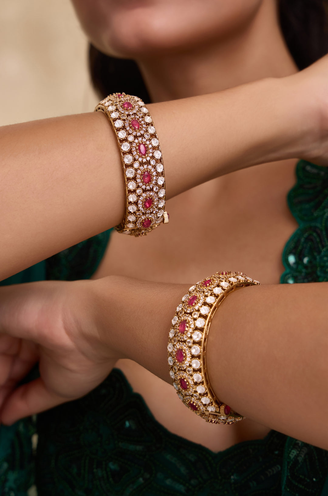 Satya Pink Polki Bangles - Set of 2