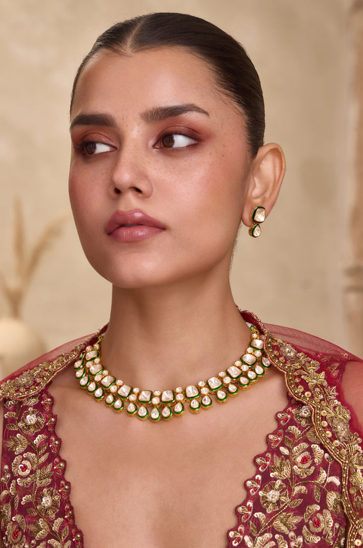 Sarika Polki Silver Necklace Set