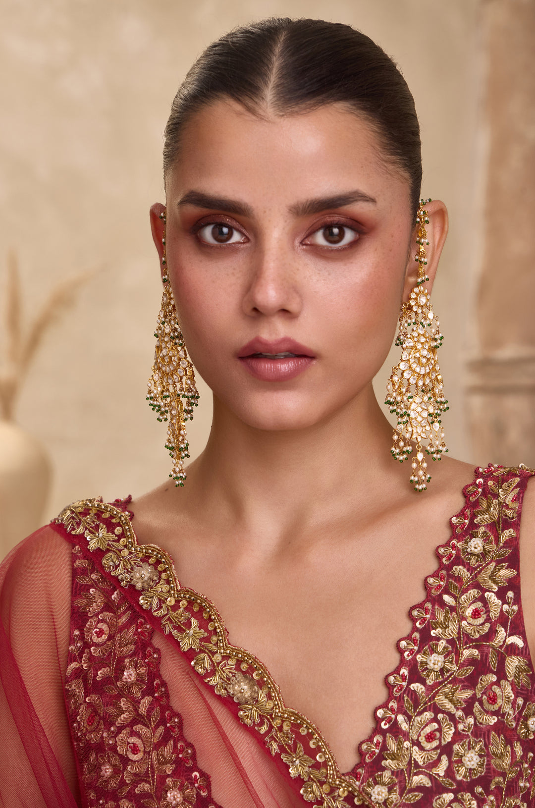 Esha Polki Silver Earrings