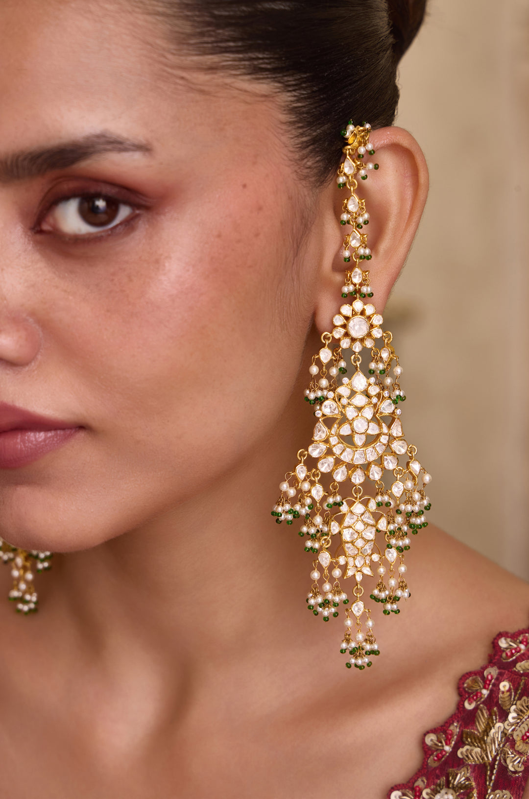 Esha Polki Silver Earrings