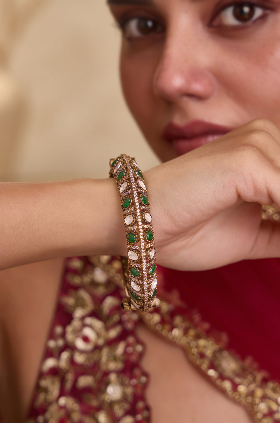 Manaswini Green Polki Bangle