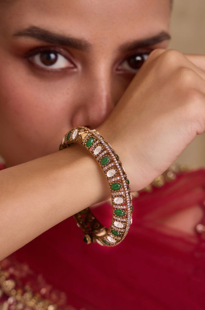 Manaswini Green Polki Bangle
