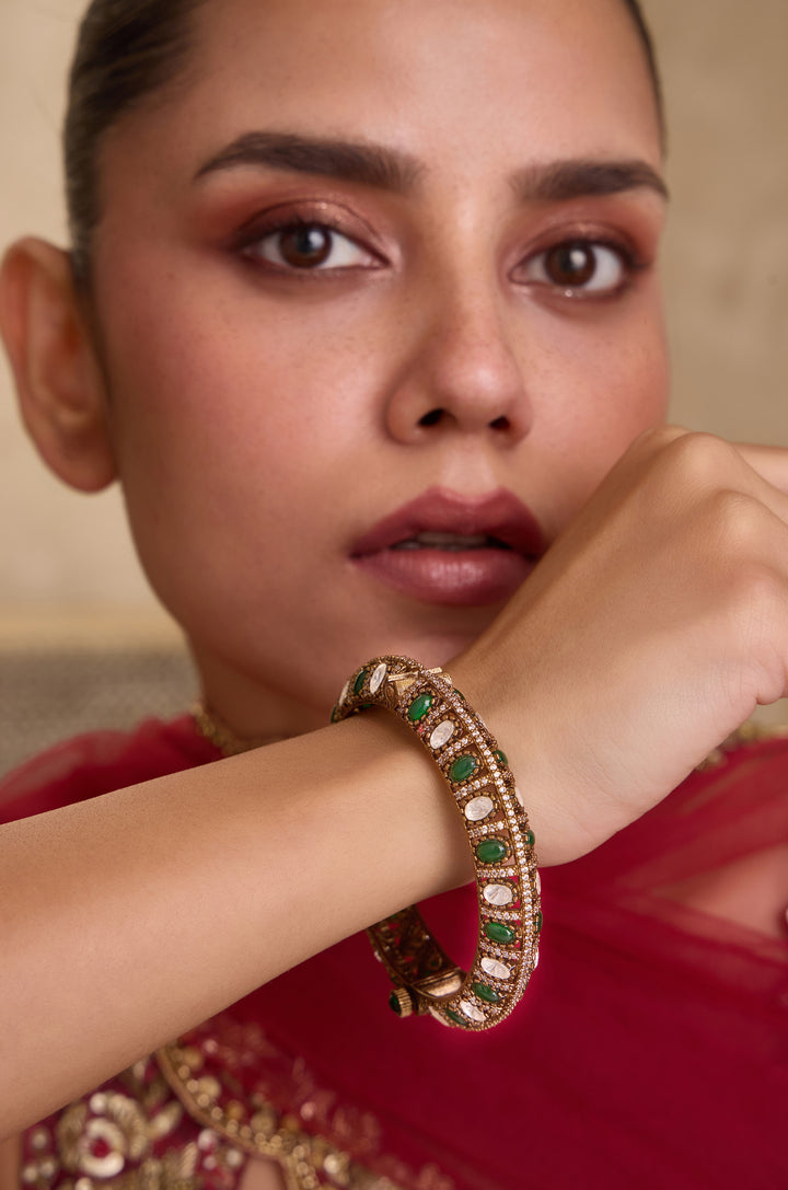 Manaswini Green Polki Bangle