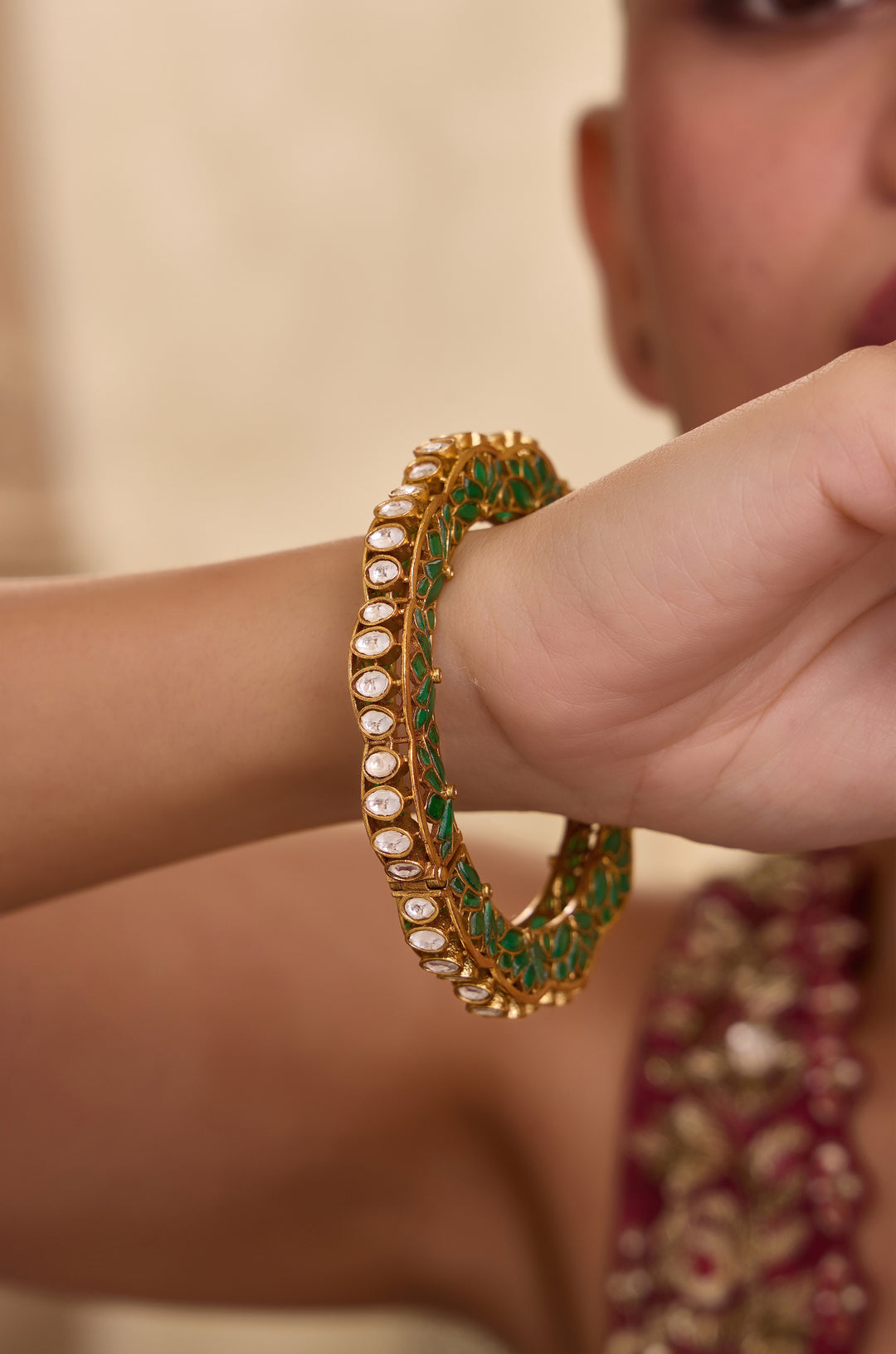 Parva Green Polki Bangle