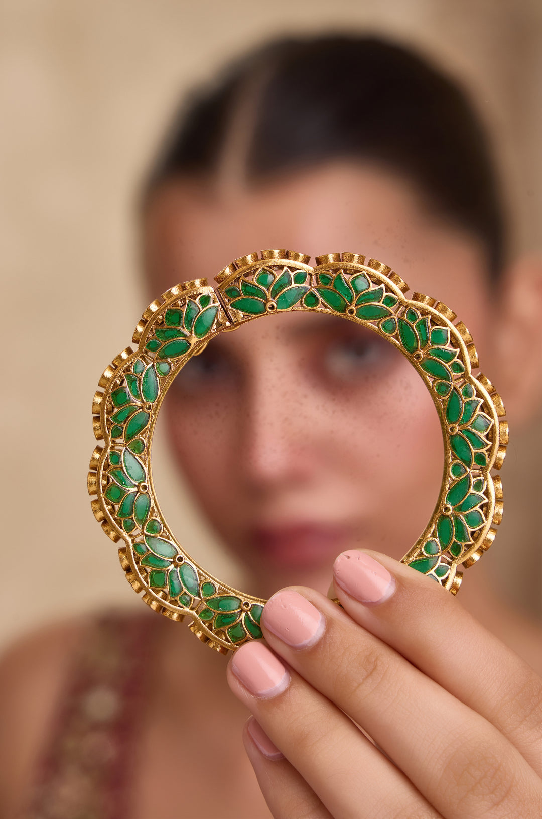 Parva Green Polki Bangle