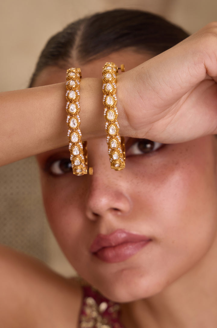 Sheen Polki Bangles - Set of 2