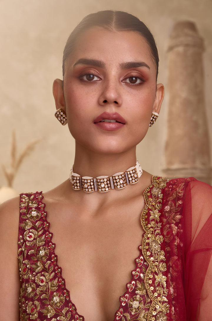 Savi Victorian Polki Necklace Set