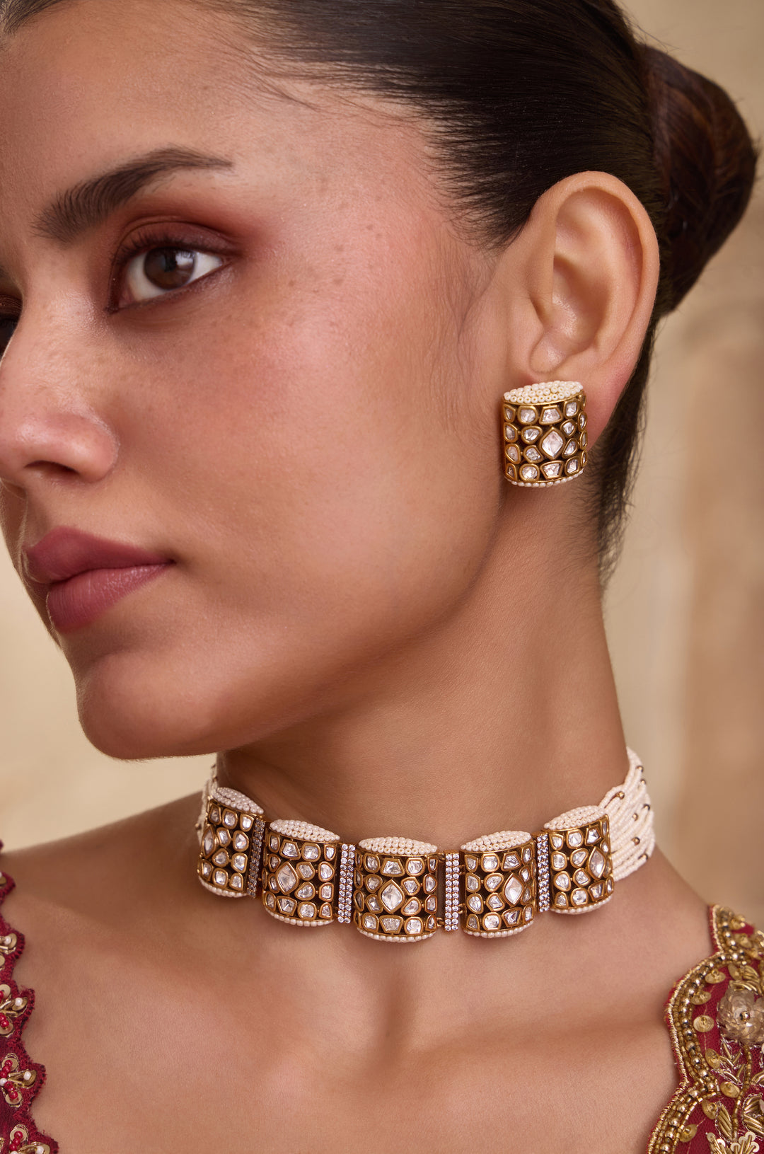 Savi Victorian Polki Necklace Set