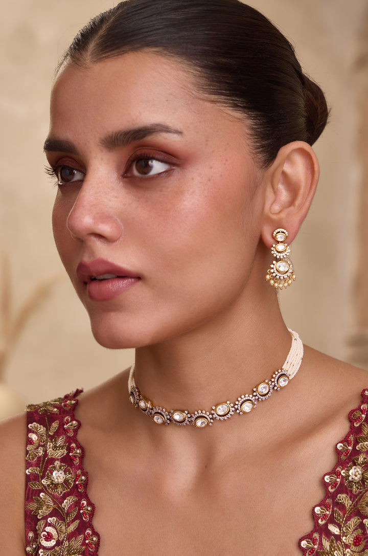 Keyara Polki Choker Necklace Set