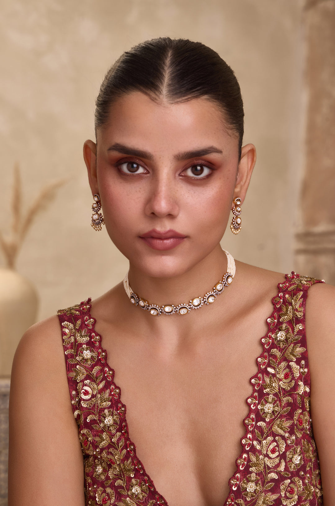 Keyara Polki Choker Necklace Set