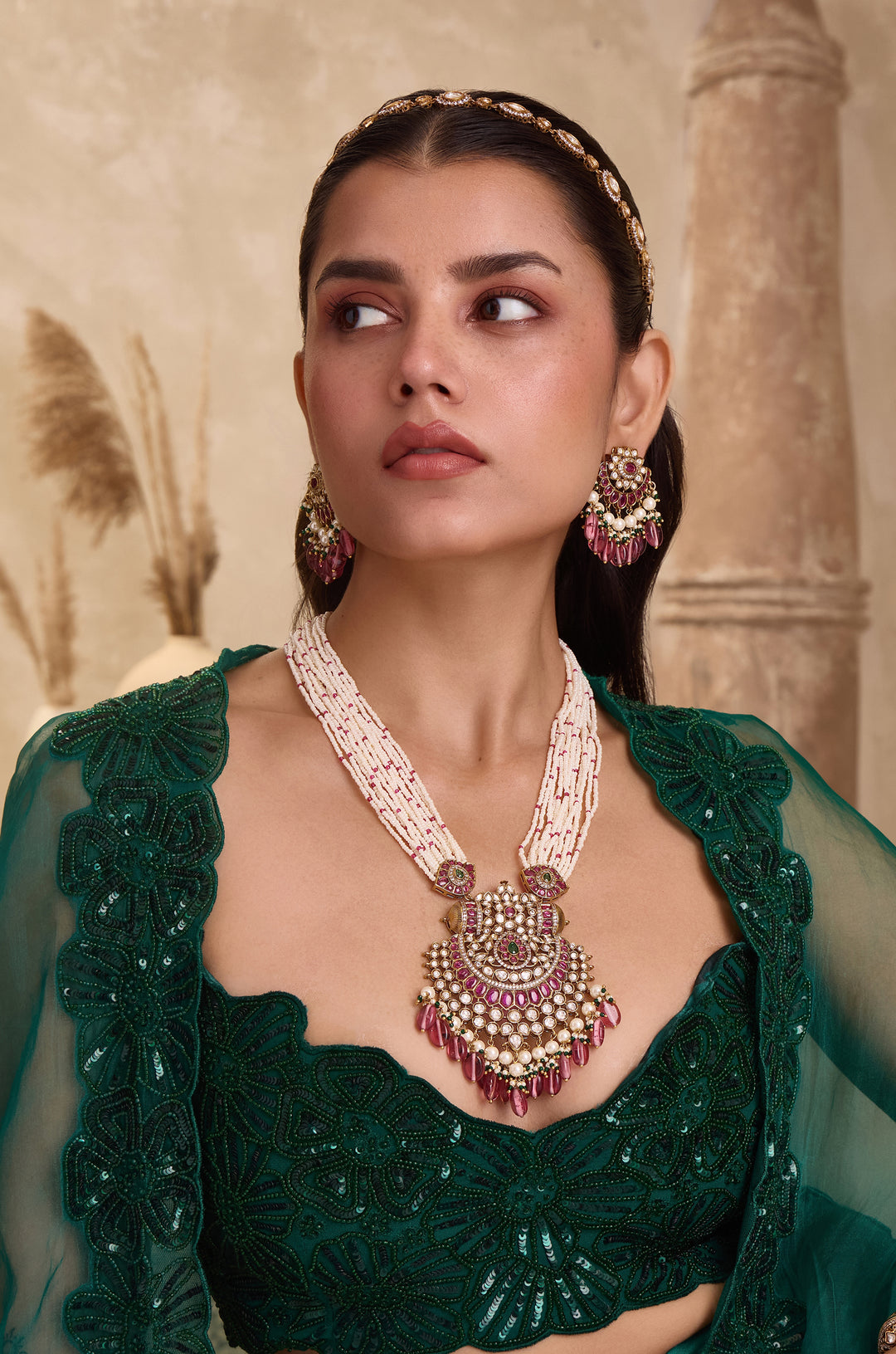 Ayesha Polki Beaded Necklace Set