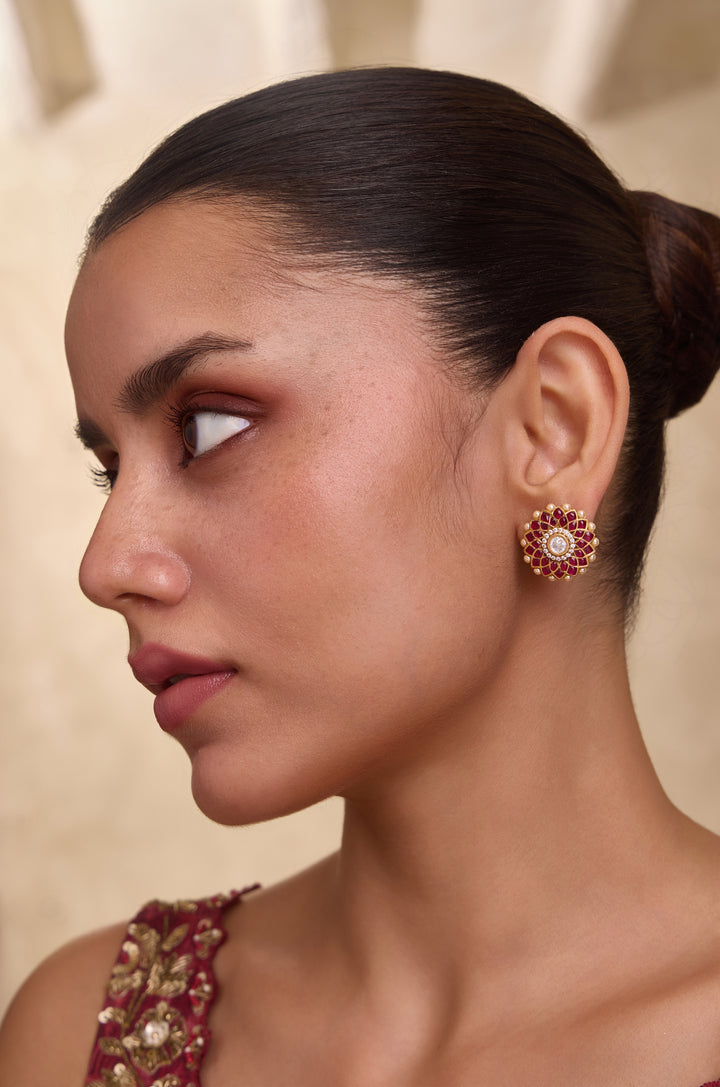 Meira Red Polki Studs