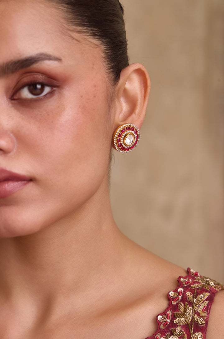Ruhani Red Polki Studs