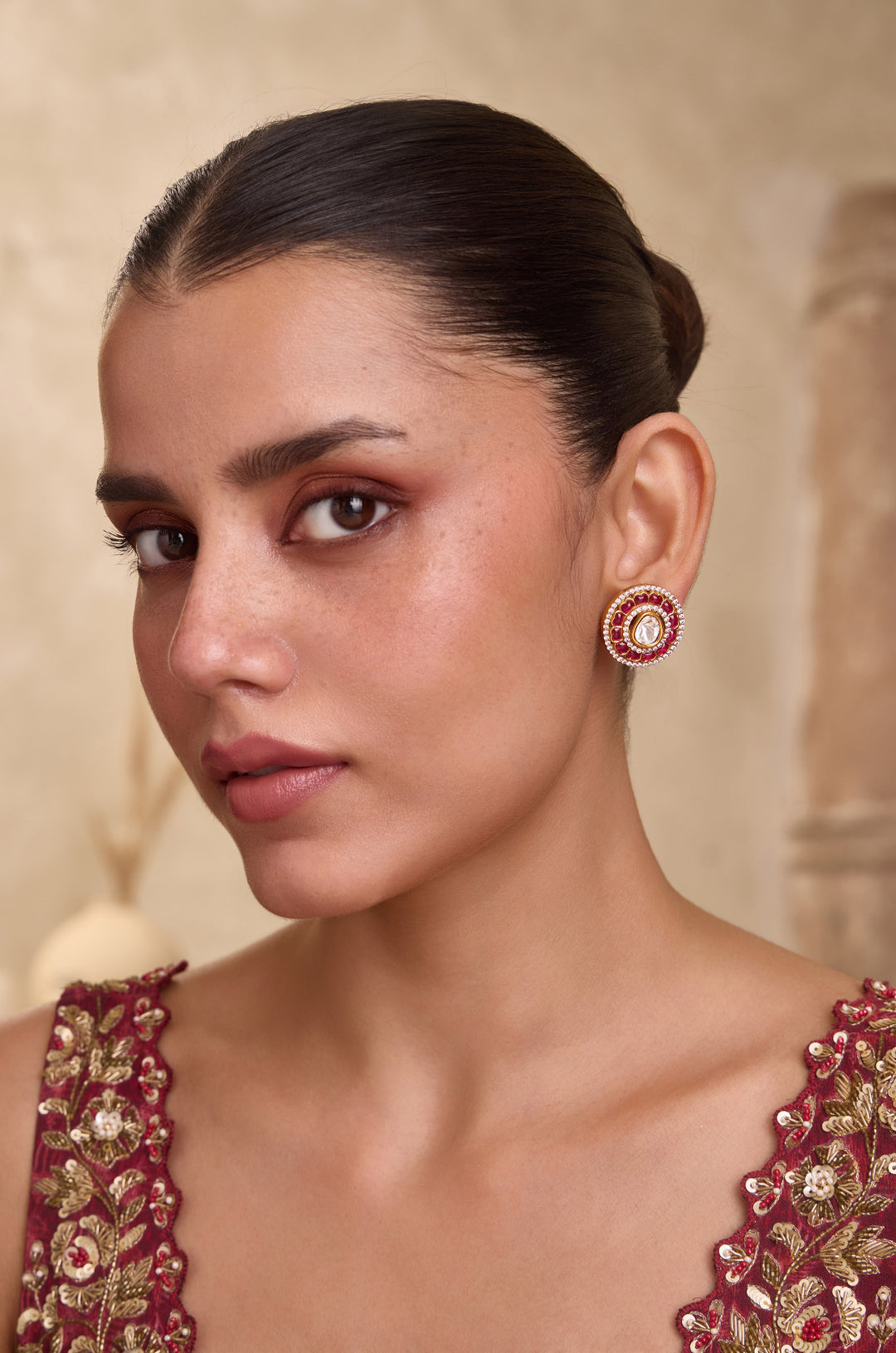 Ruhani Red Polki Studs