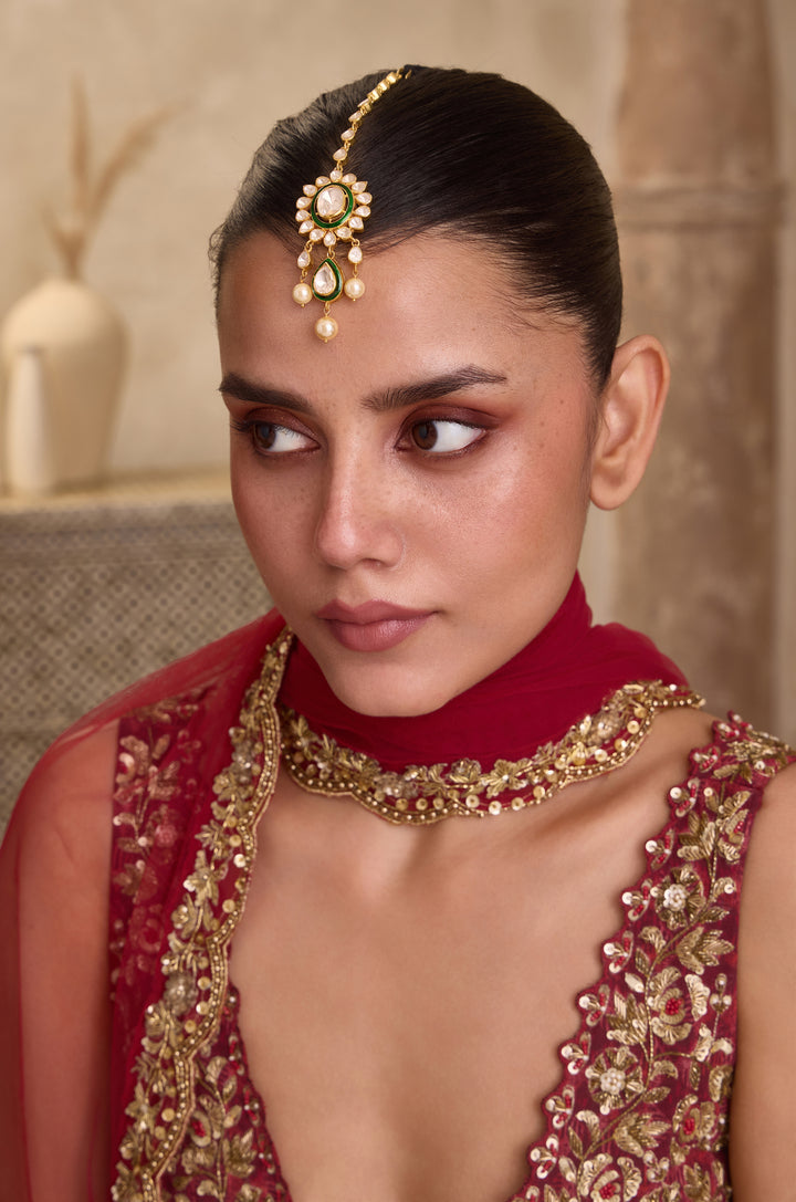 Sarika Polki Silver Maangtikka