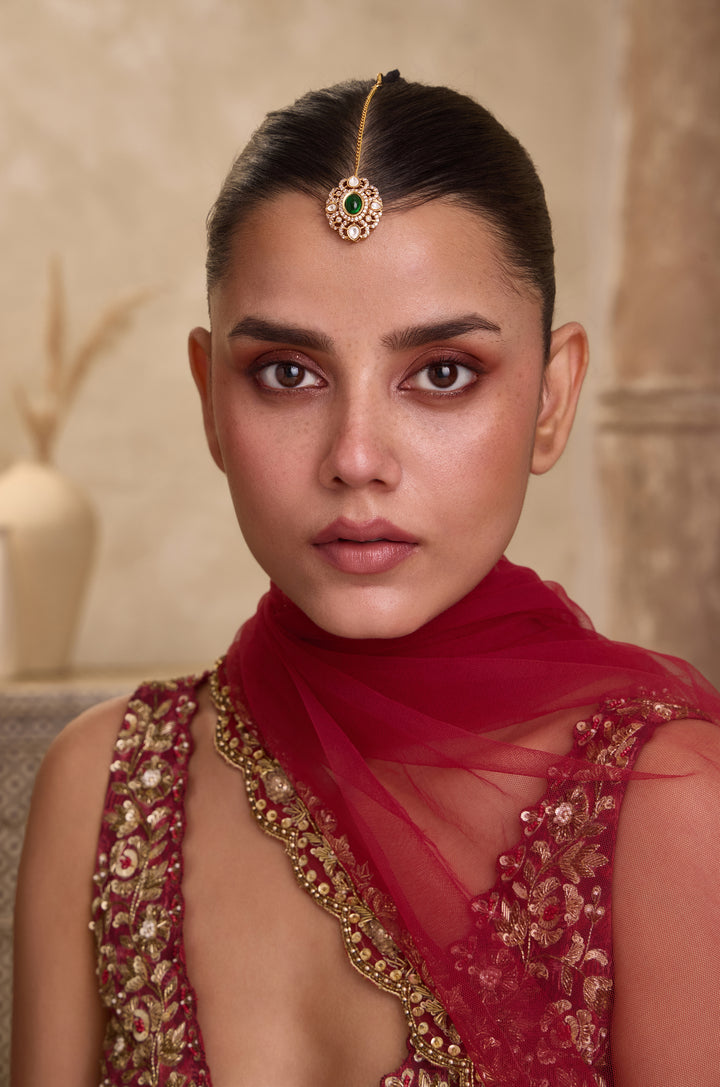 Shailee Green Polki Maangtikka