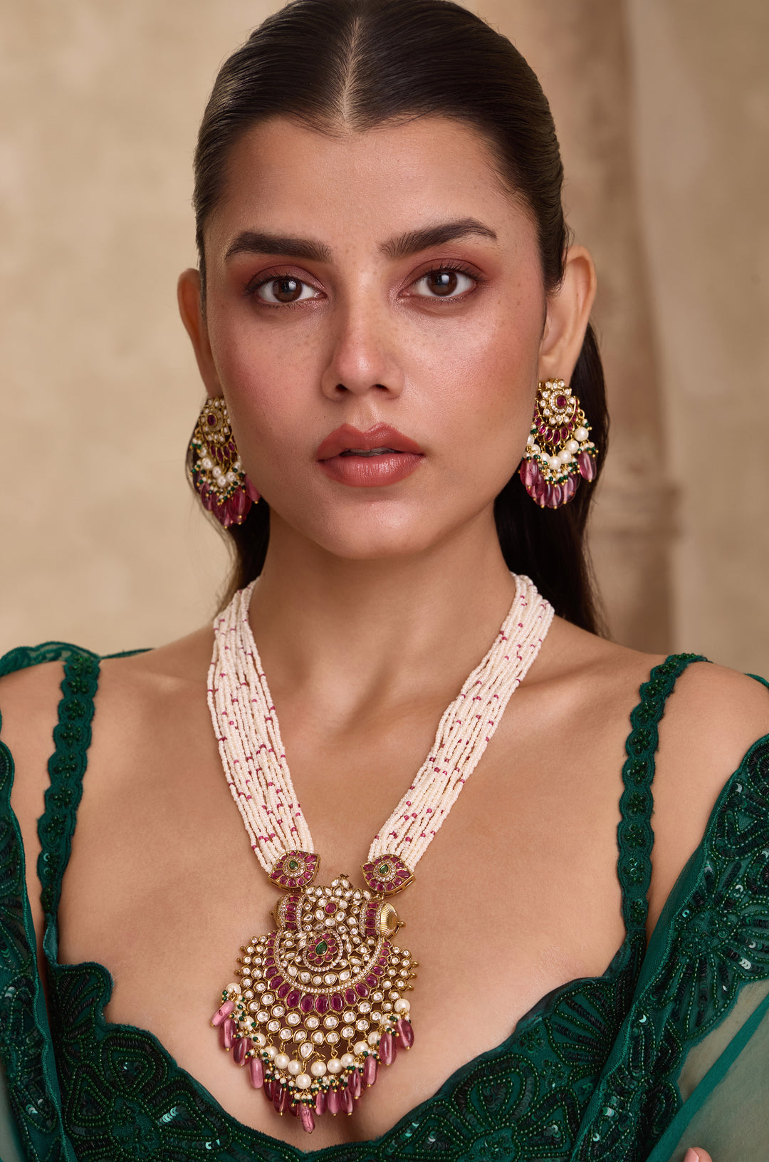 Ayesha Polki Beaded Necklace Set