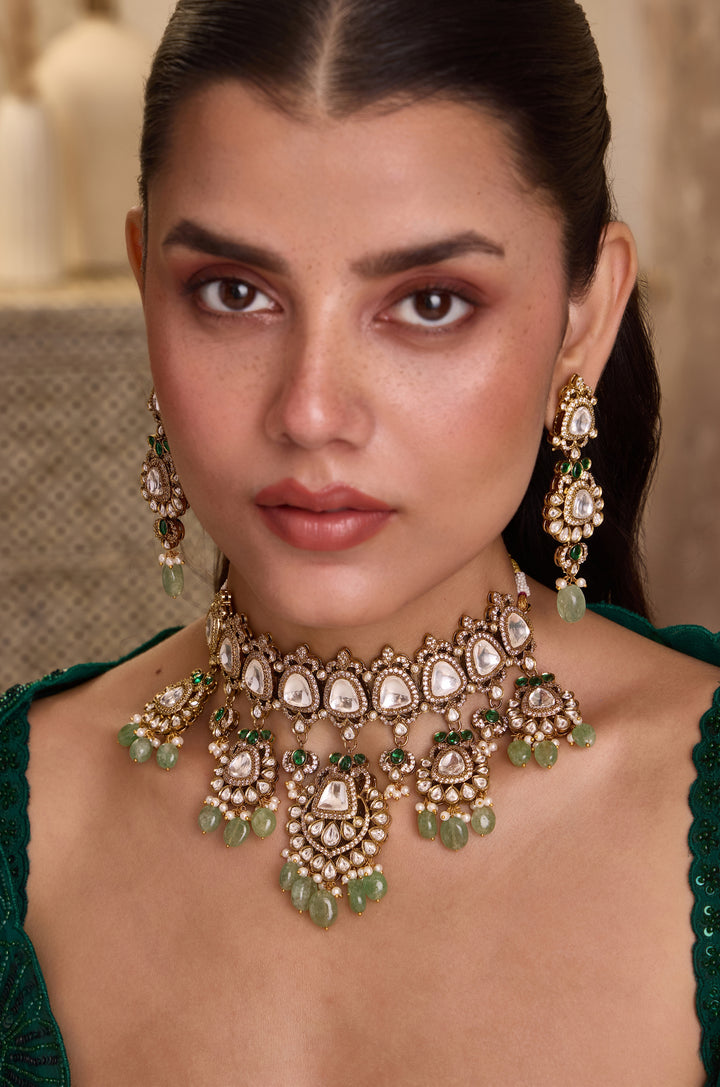 Anahita Mint Polki Necklace Set