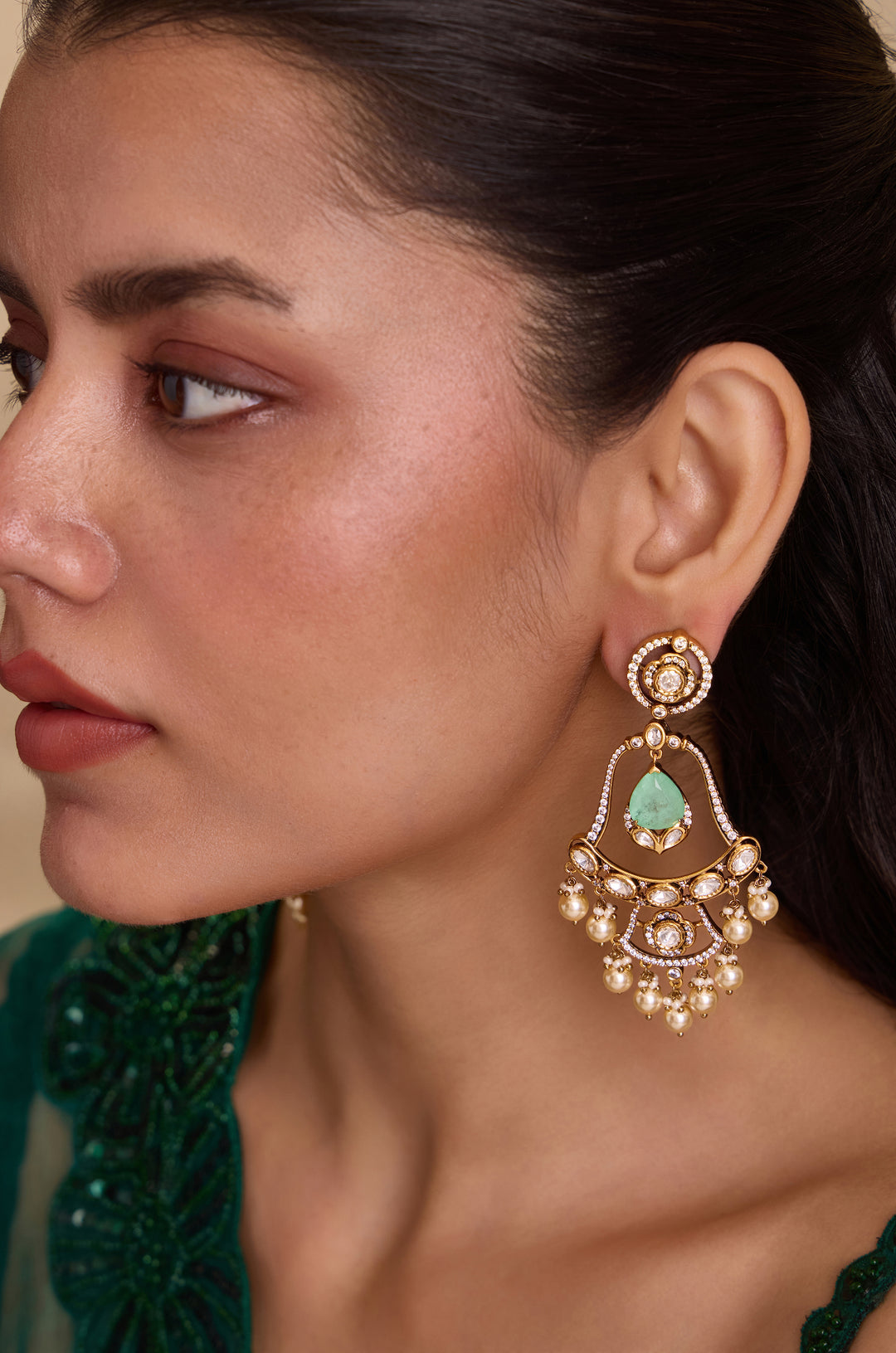 Gema Turquoise Polki Earrings