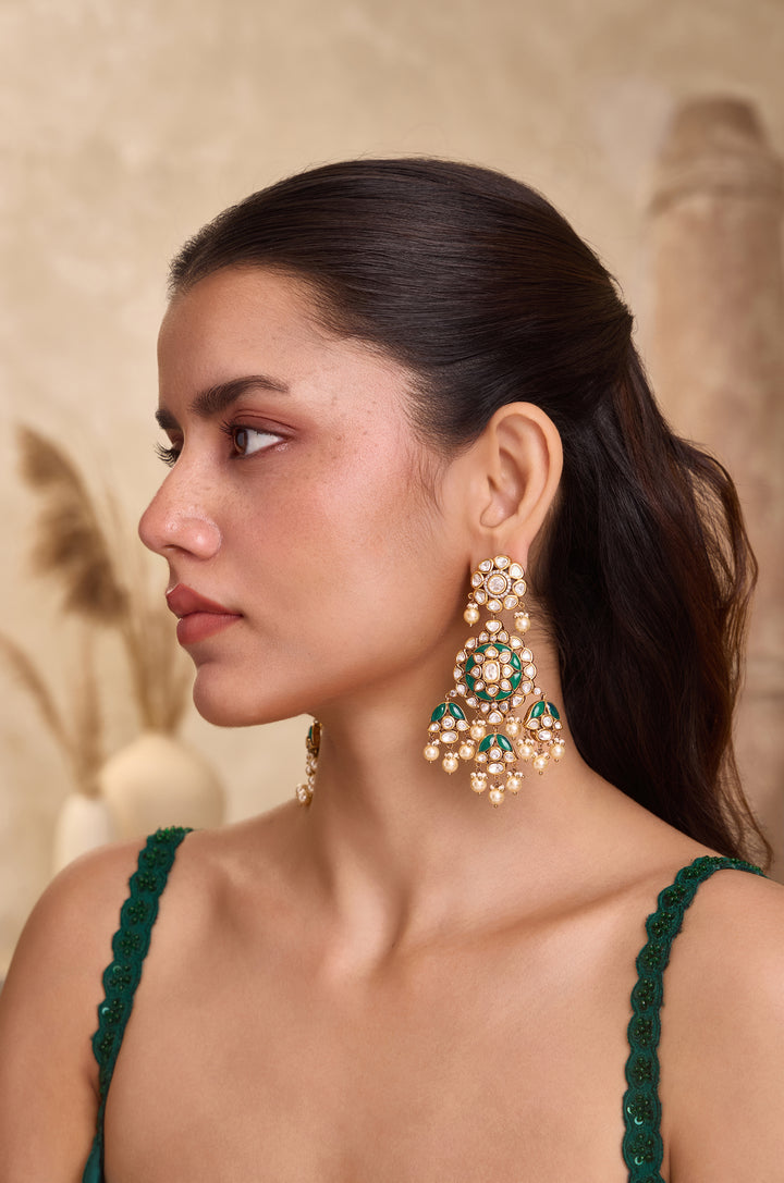Luna Green Polki Earrings