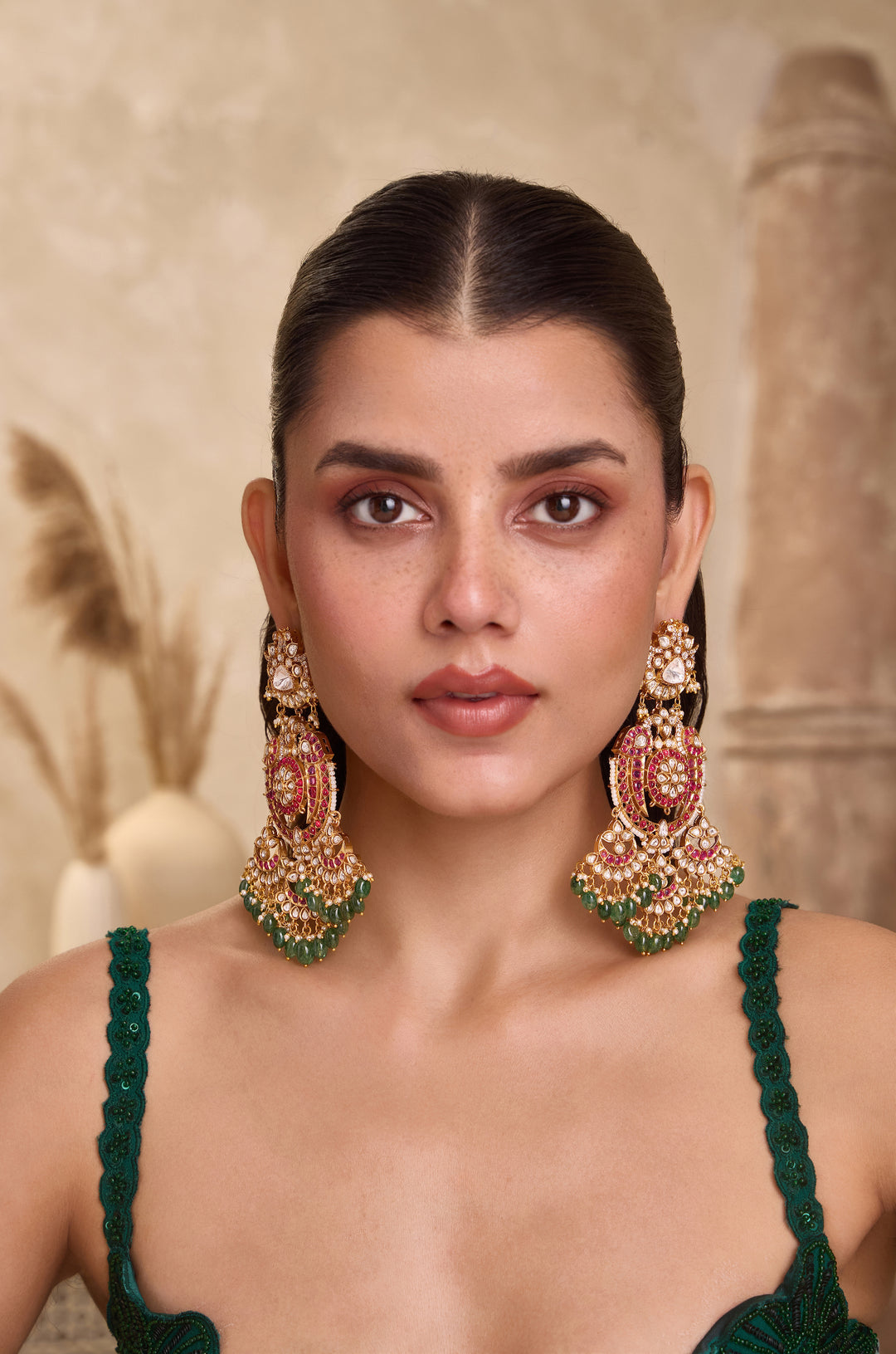 Brisa Red Polki Earrings