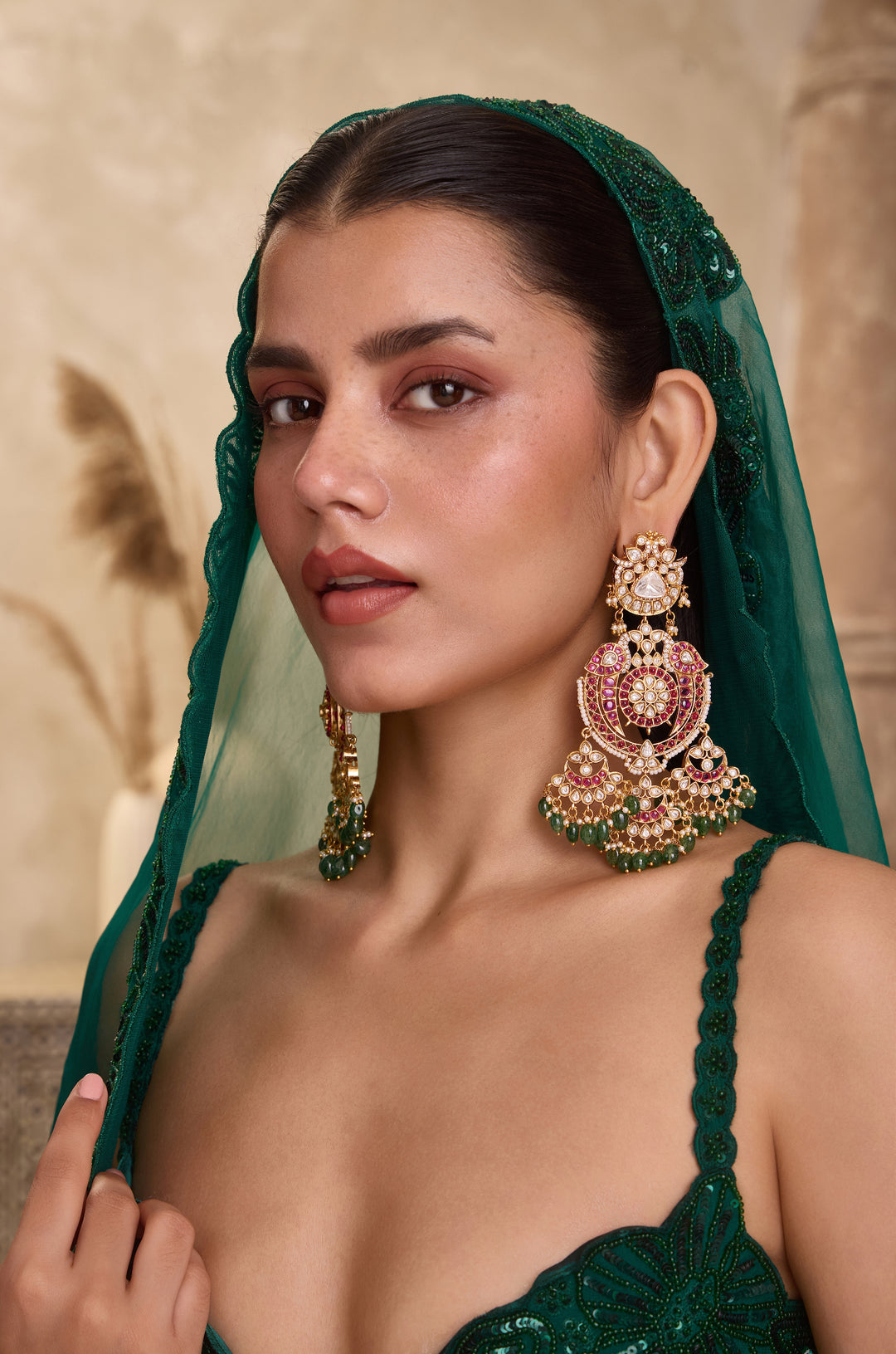 Brisa Red Polki Earrings