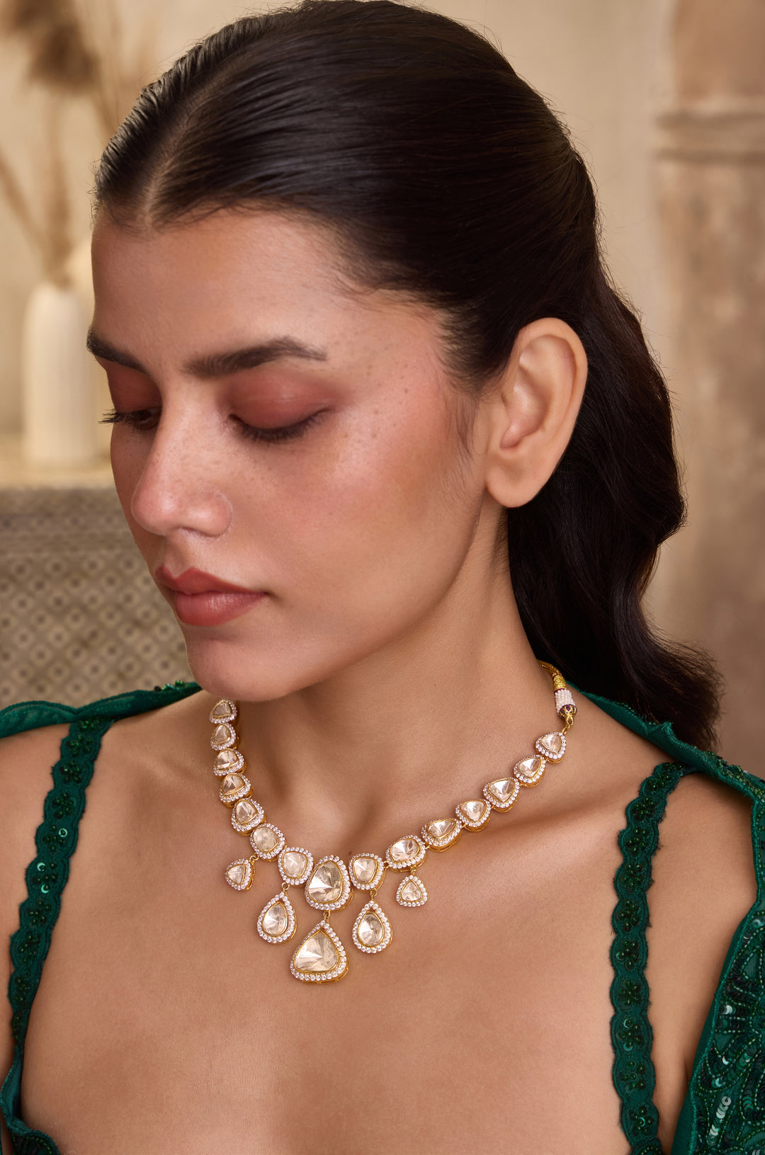 Rivya Polki Silver Necklace