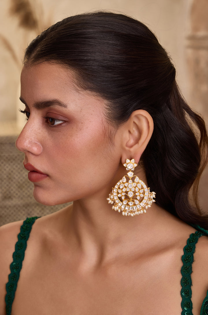 Vaidehi Silver Polki Earrings