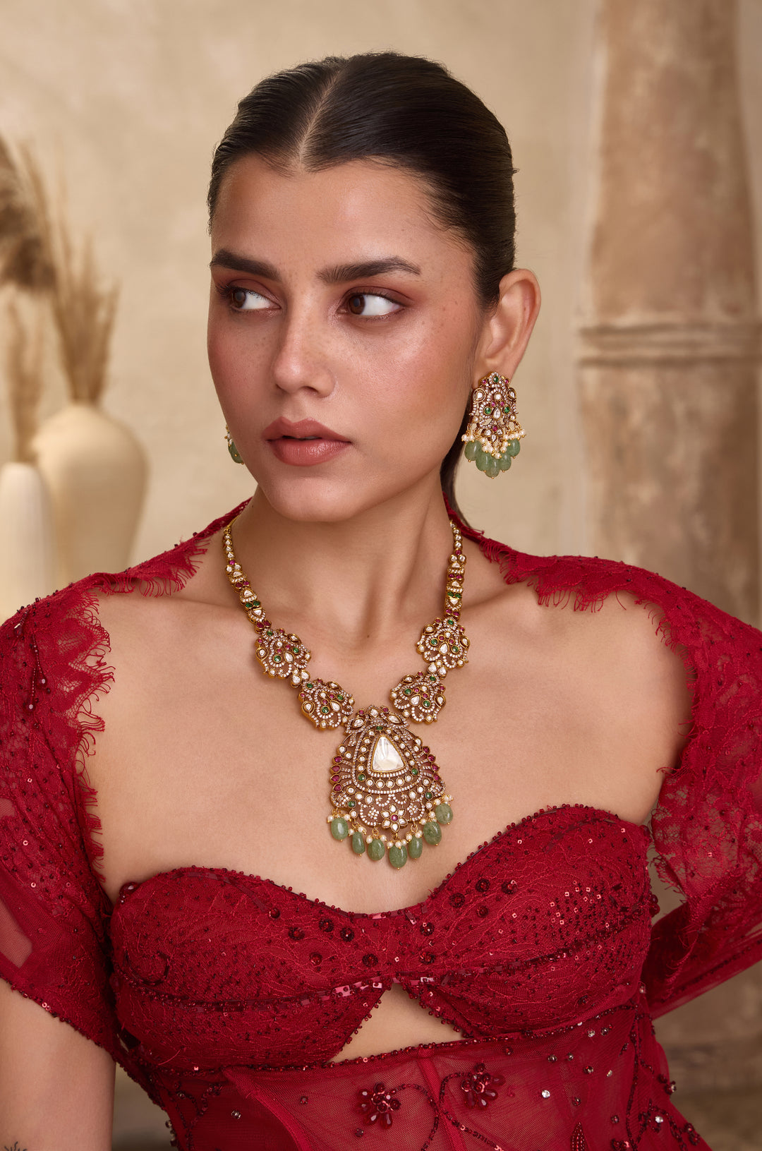 Verisha Mint Polki Necklace Set