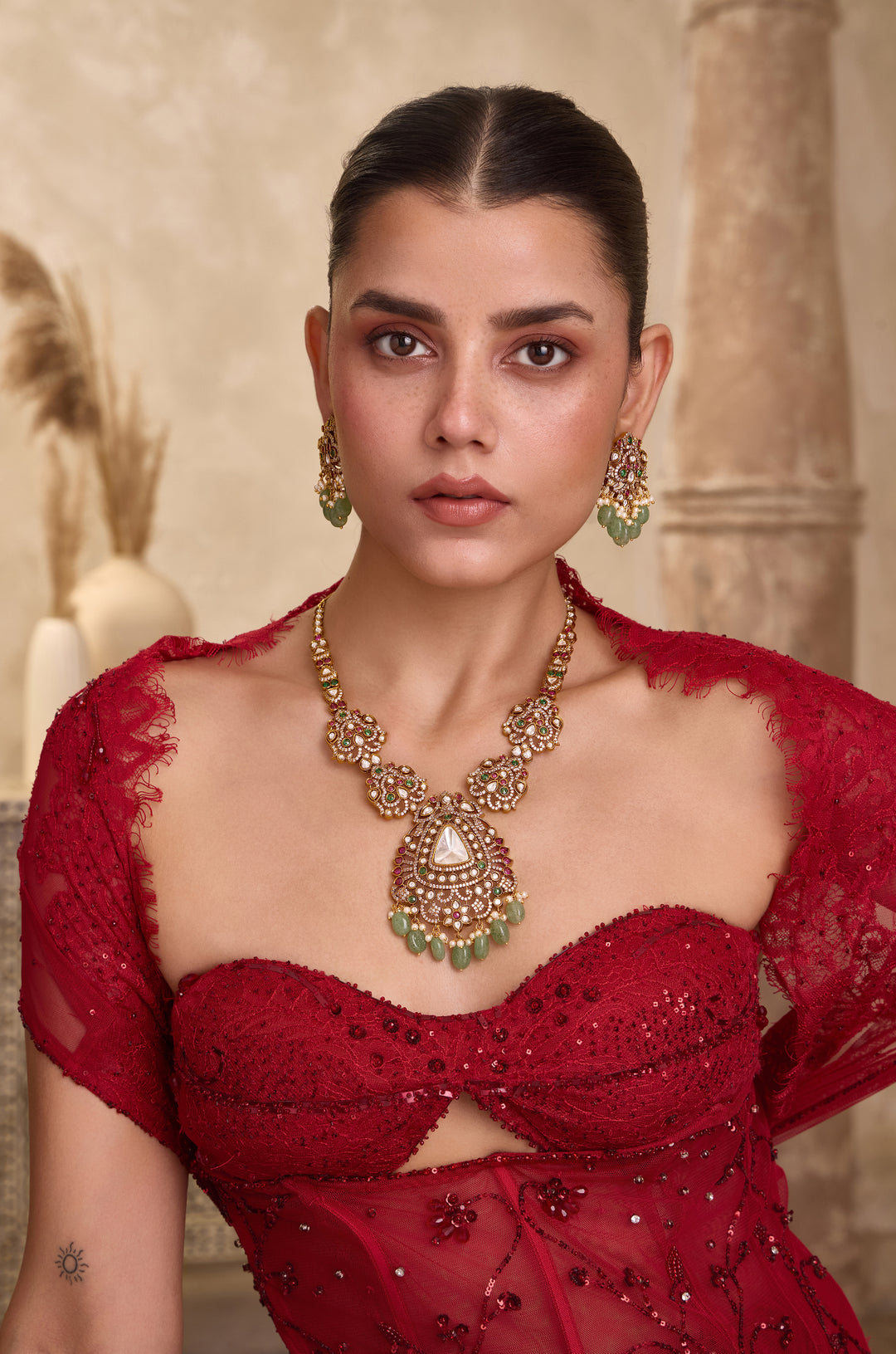 Verisha Mint Polki Necklace Set