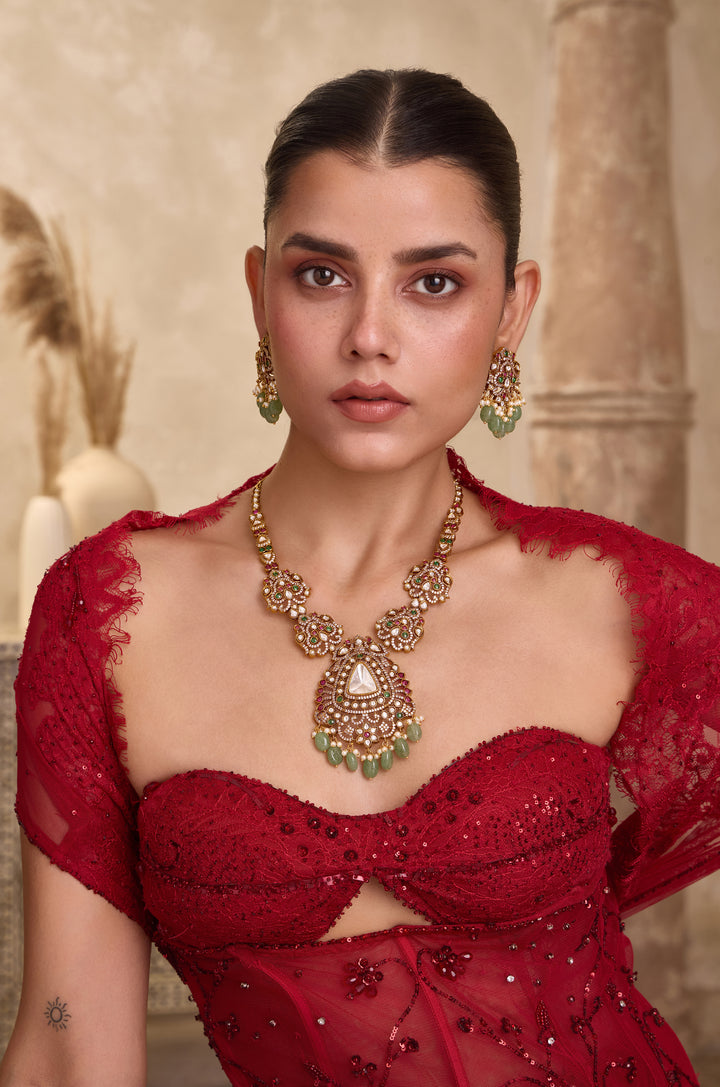 Verisha Mint Polki Necklace Set