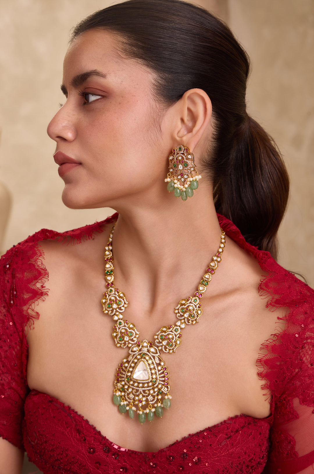 Verisha Mint Polki Necklace Set