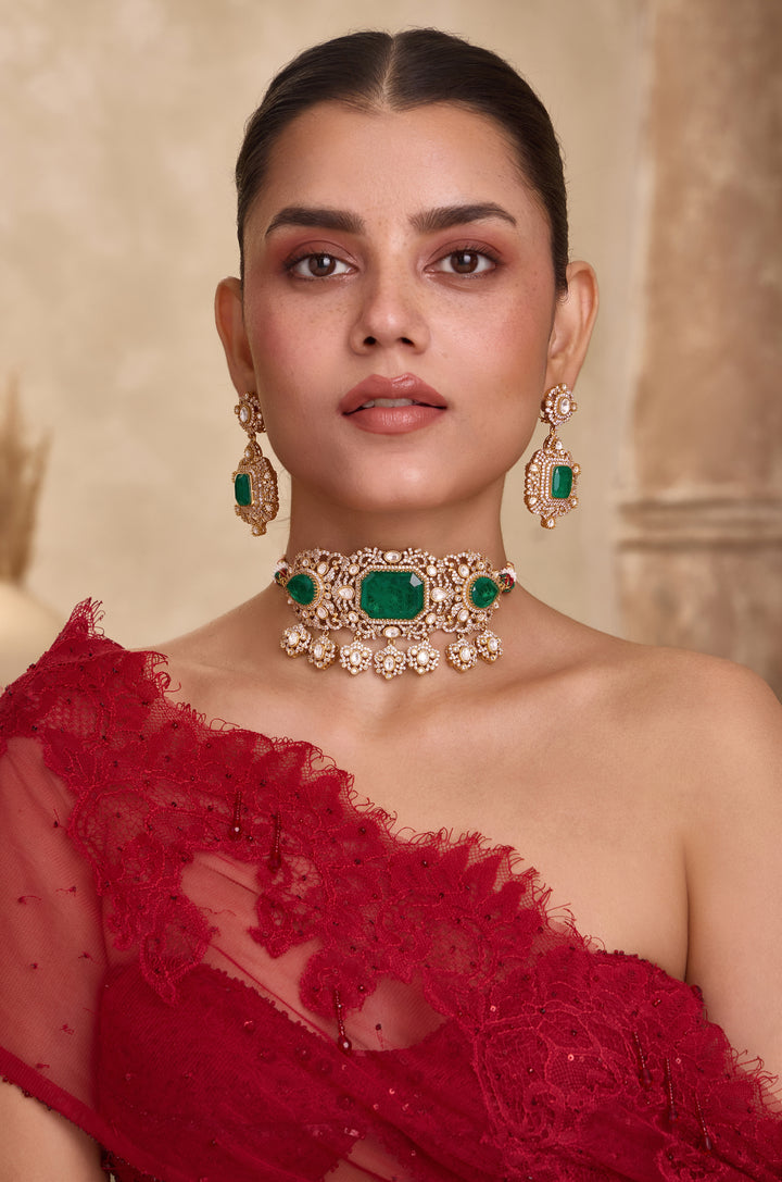 Vama Green Polki Necklace Set