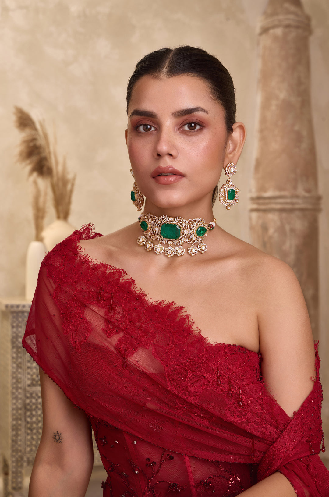 Vama Green Polki Necklace Set