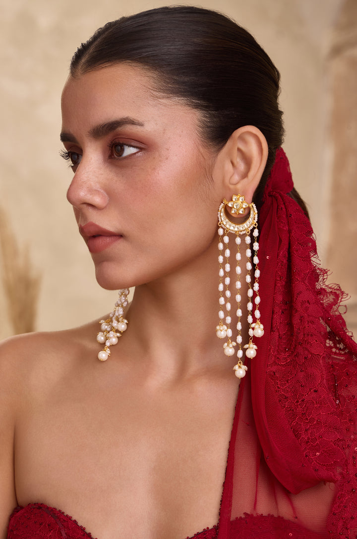 Shikha Kundan Pearls Earrings