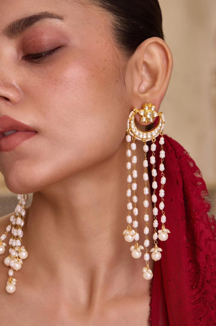 Shikha Kundan Pearls Earrings