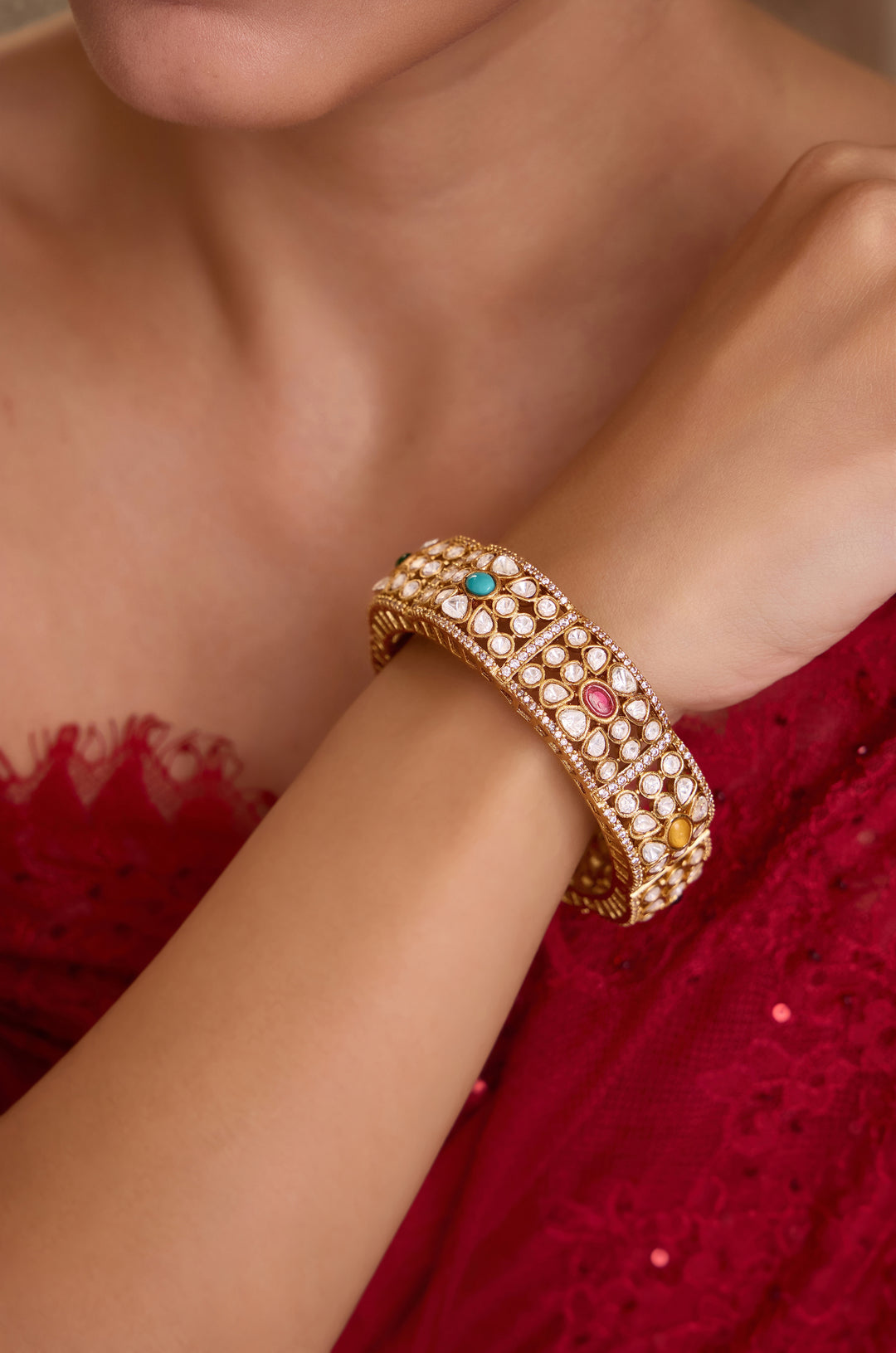 Bloom Multicolored Polki Bangle