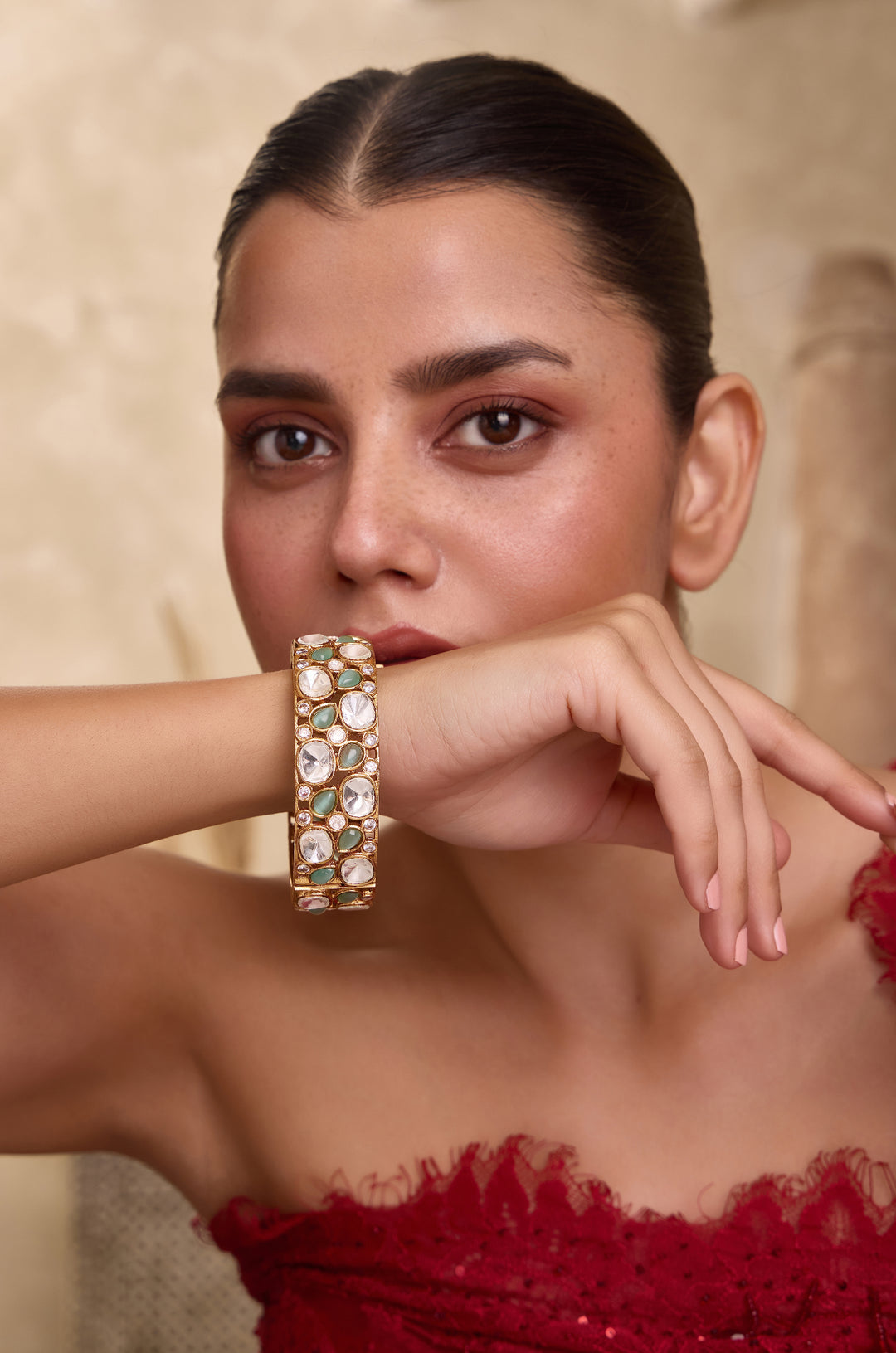 Zarina Mint Polki Bangle