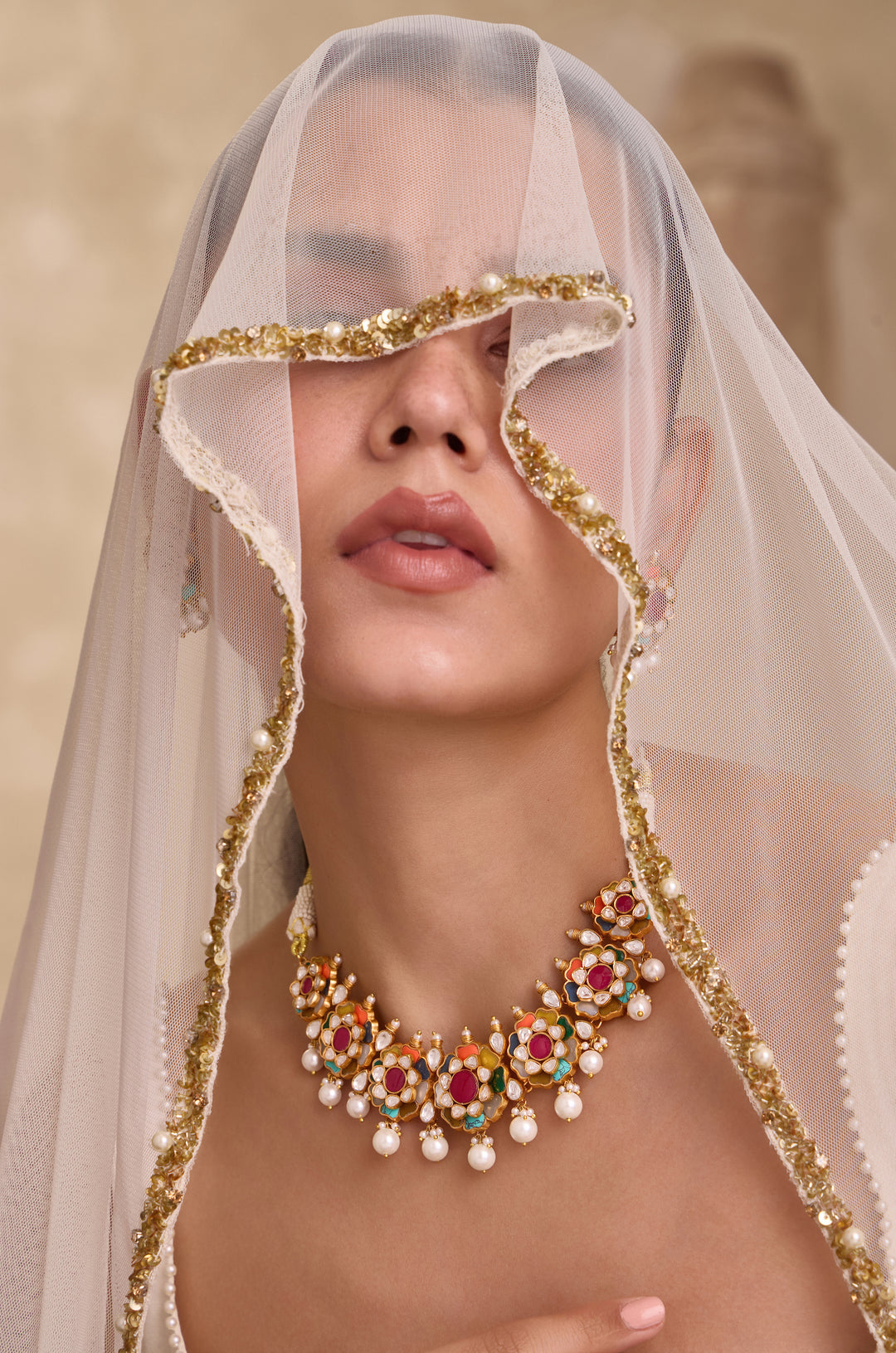 Savya Floral Navrattan Necklace Set