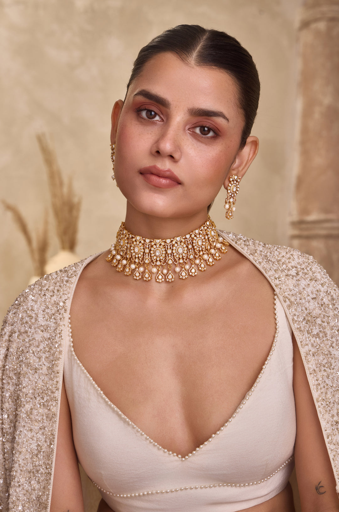 Kaia Silver Polki Necklace Set