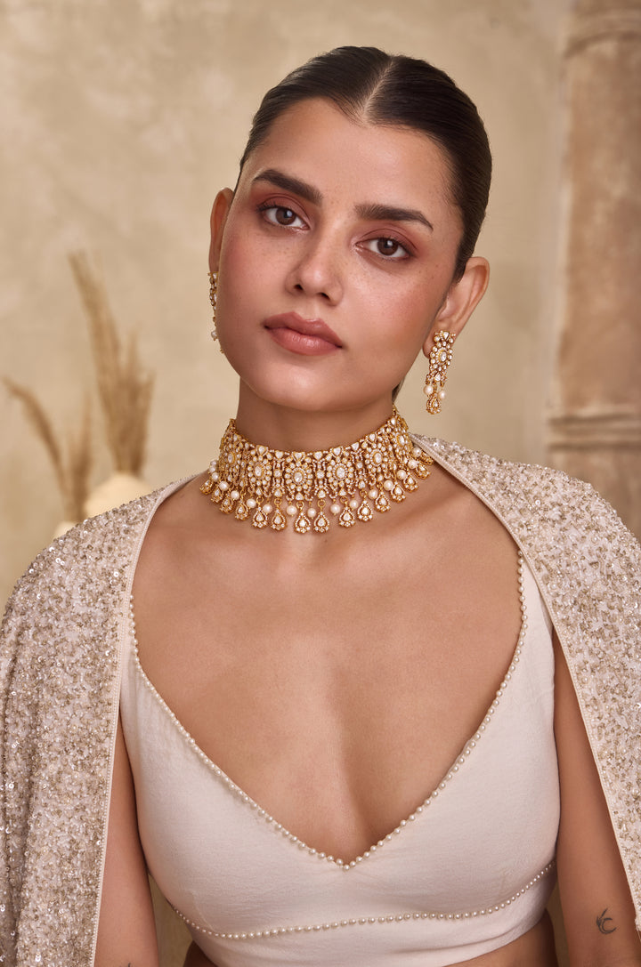 Kaia Silver Polki Necklace Set