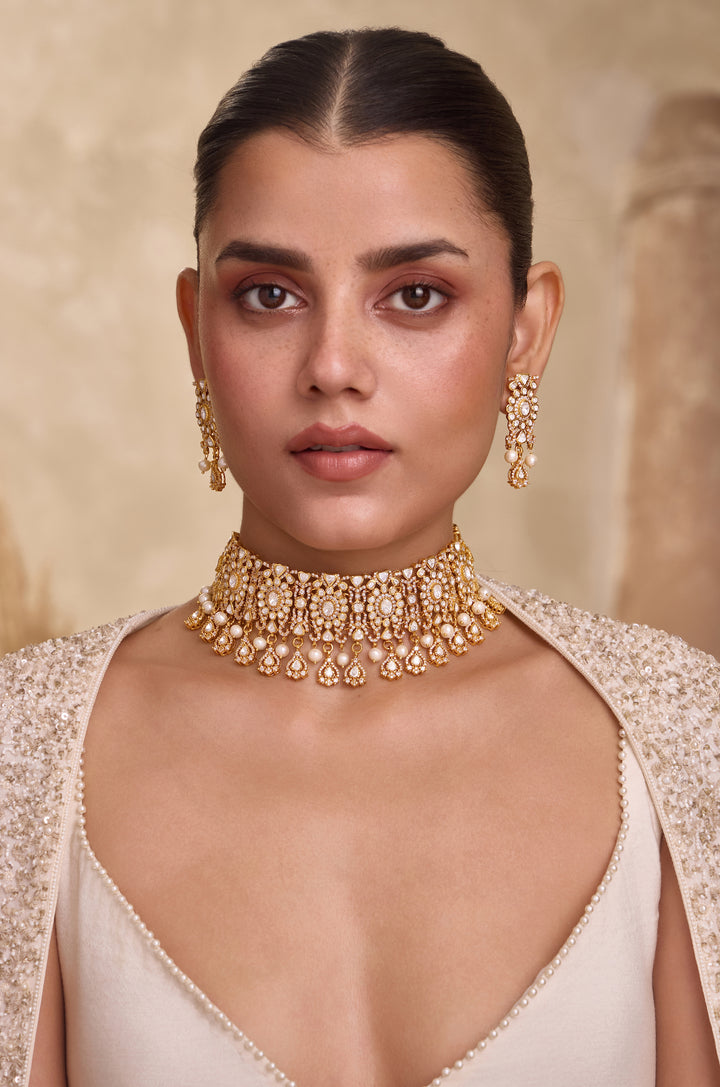 Kaia Silver Polki Necklace Set